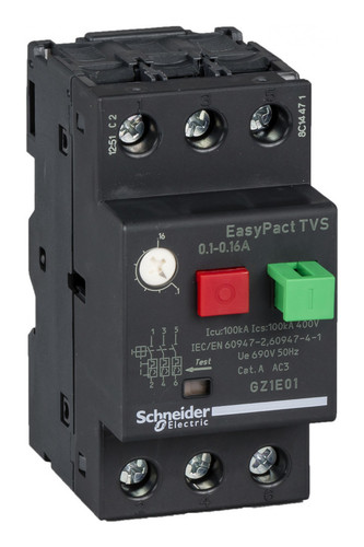 Силовой автомат для защиты двигателя Schneider Electric EasyPact TVS 0.16А 3P, термомагнитный расцепитель