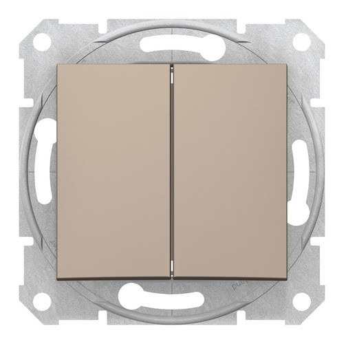 Переключатель 2-клавишный Schneider Electric SEDNA, скрытый монтаж, титан