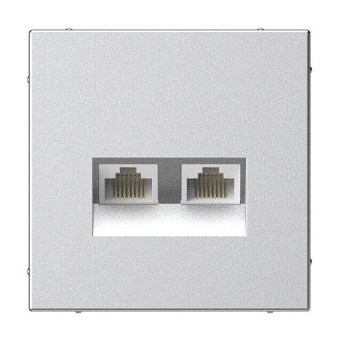 Systeme Electric ArtGallery Алюминий Розетка двойная компьютерная RJ45+RJ45, кат. 5е, механизм