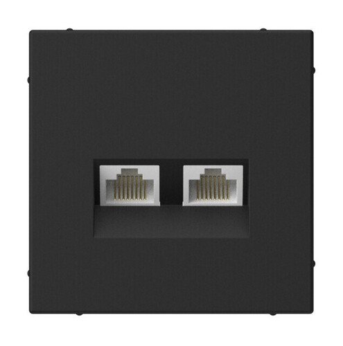 Systeme Electric ArtGallery Карбон Розетка двойная компьютерная RJ45+RJ45, кат. 5е, механизм