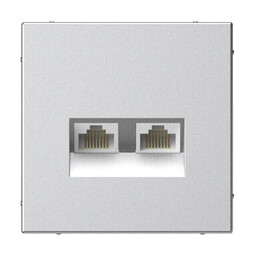 Systeme Electric ArtGallery Алюминий Розетка двойная компьютерная RJ45+RJ45, кат. 5е, механизм