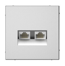Systeme Electric ArtGallery Сталь Розетка двойная компьютерная RJ45+RJ45, кат. 5е, механизм