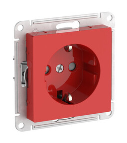 Systeme Electric AtlasDesign Красный Розетка с заземлением со шторками, 16А, мех., быстрозажим. клем.
